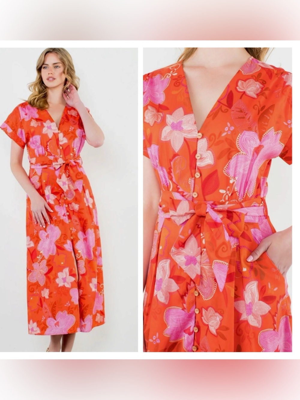 THML Anthropologie Hailey Floral Midi Dress
